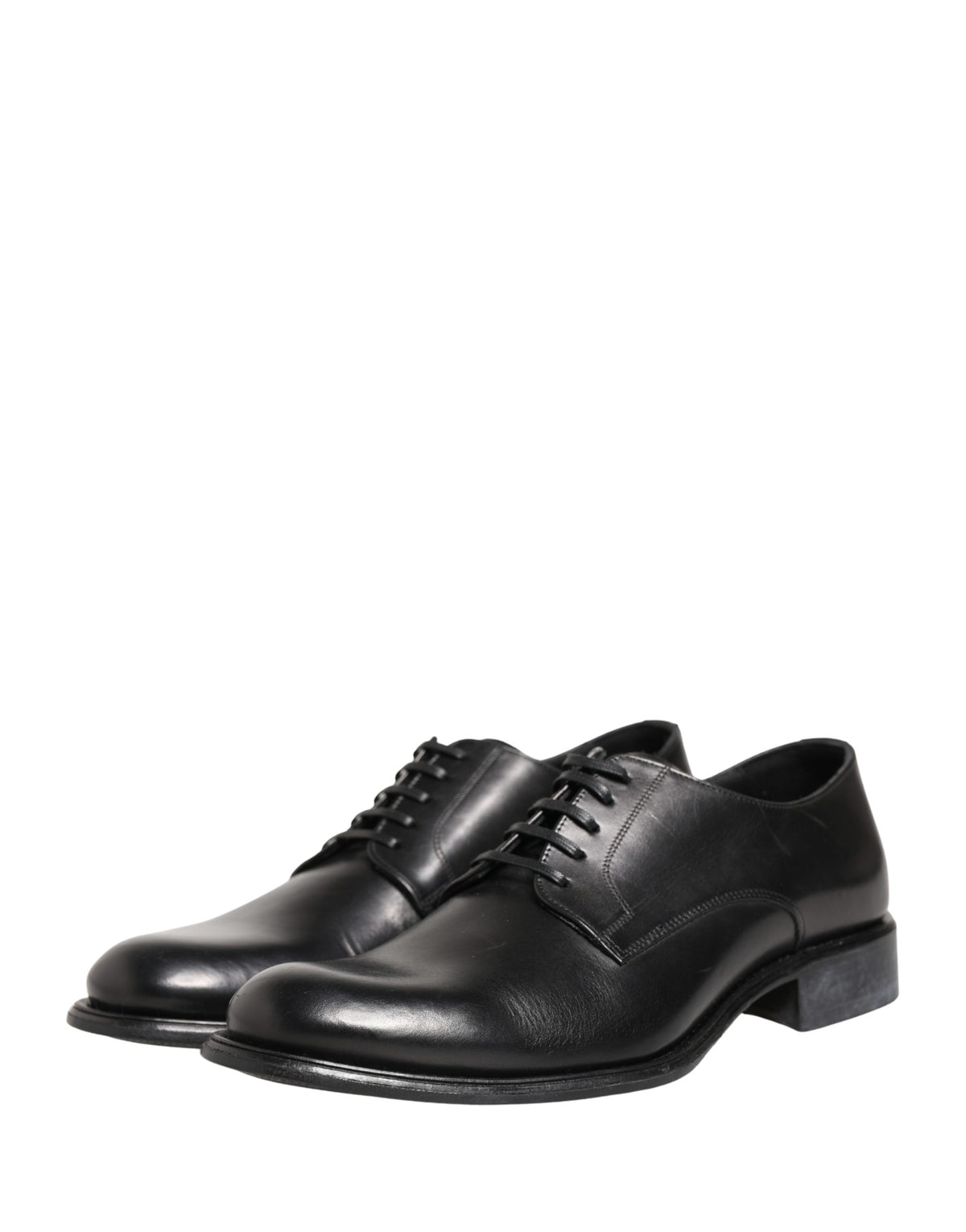 Dolce & Gabbana Black Calfskin Leather Derby Dress Shoes for Men