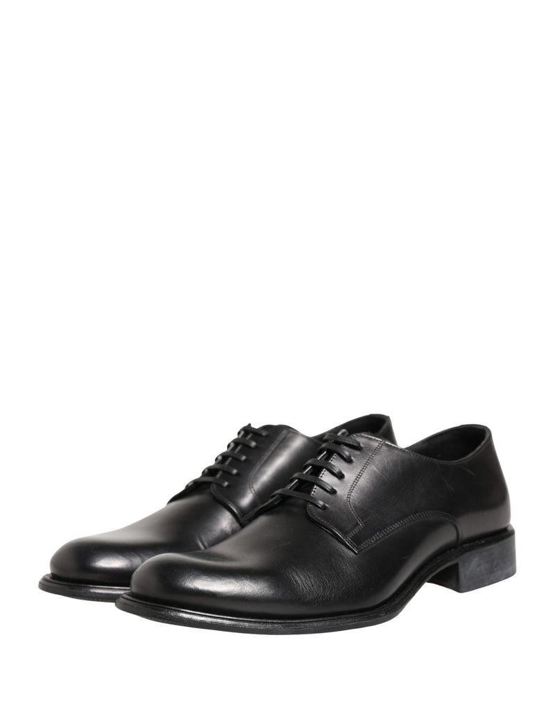 Dolce & Gabbana Black Calfskin Leather Derby Dress Shoes for Men