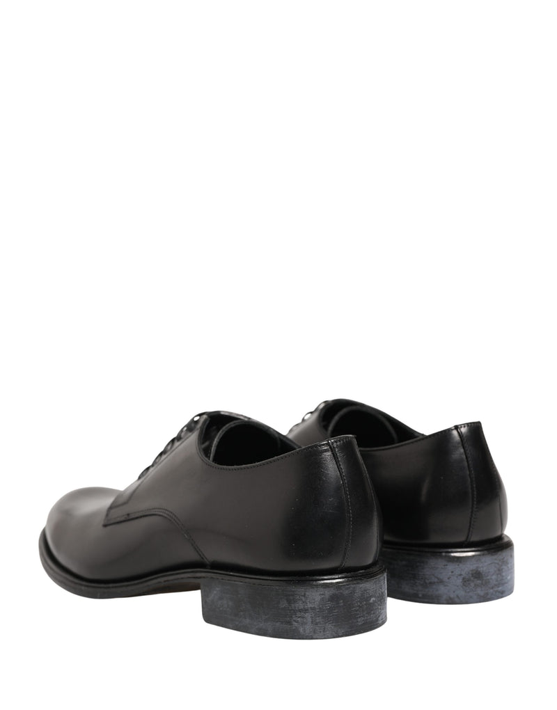 Dolce & Gabbana Black Calfskin Leather Derby Dress Shoes for Men