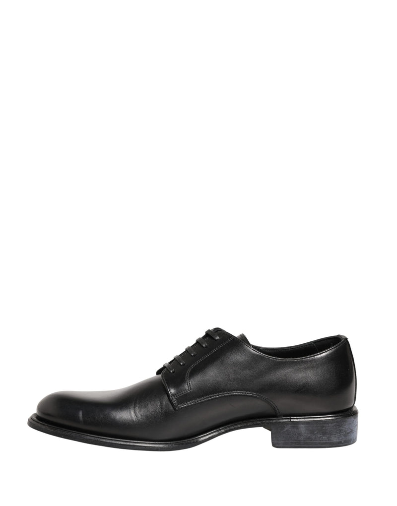 Dolce & Gabbana Black Calfskin Leather Derby Dress Shoes for Men
