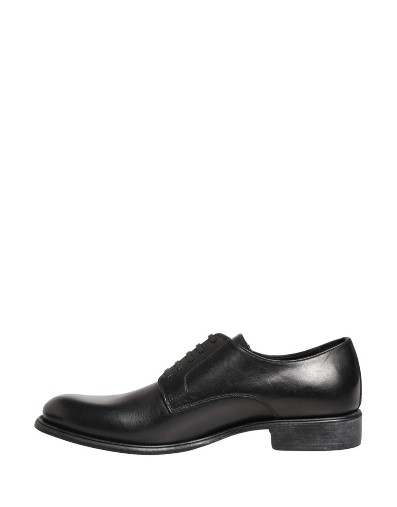 Dolce & Gabbana Black Calfskin Leather Derby Dress Shoes for Men