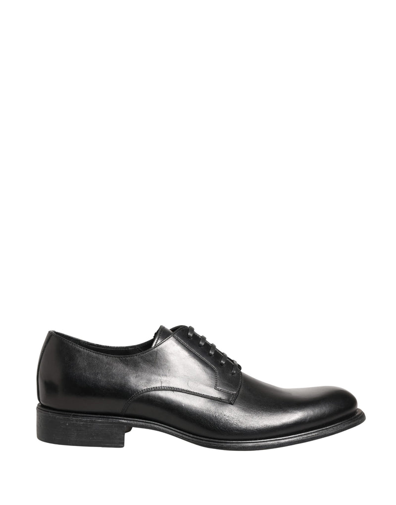 Dolce & Gabbana Black Calfskin Leather Derby Dress Shoes for Men