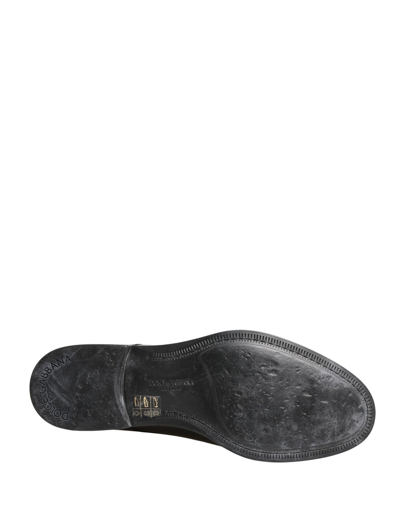 Dolce & Gabbana Black Calfskin Leather Derby Dress Shoes for Men