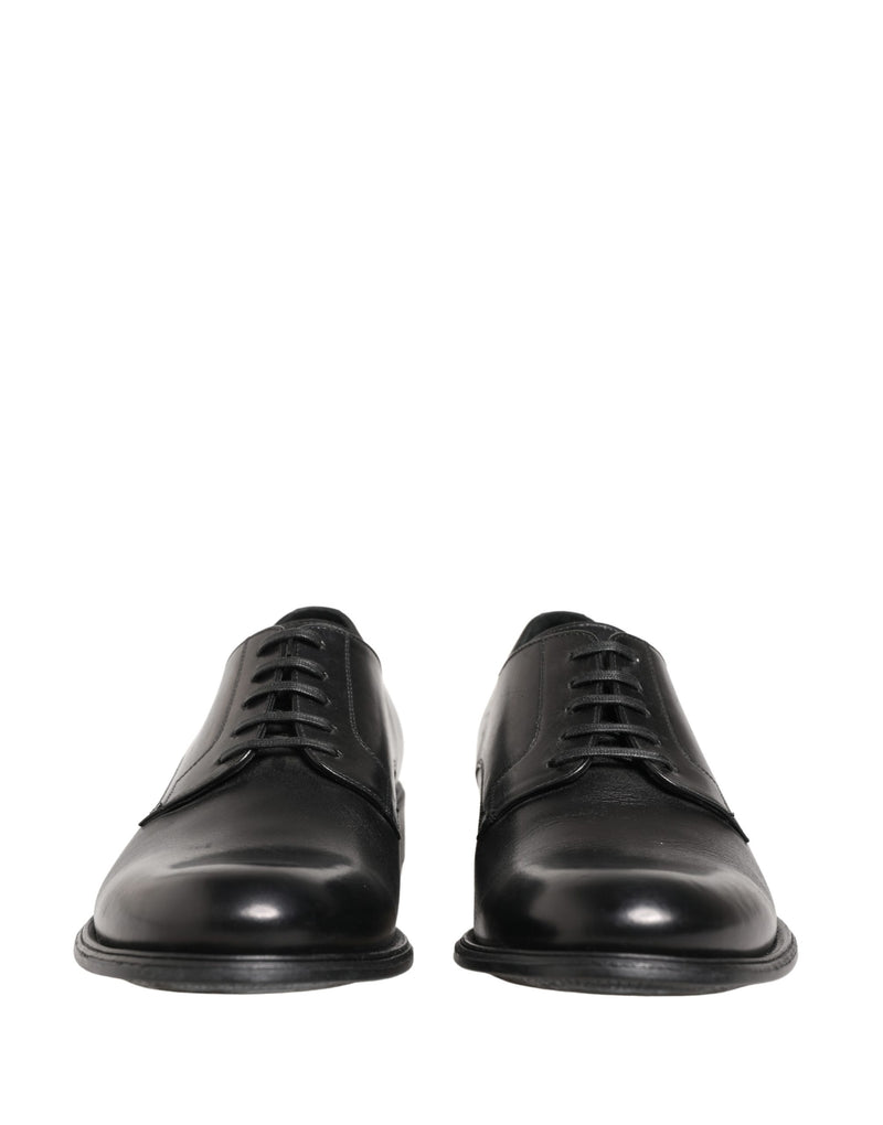 Dolce & Gabbana Black Calfskin Leather Derby Dress Shoes for Men