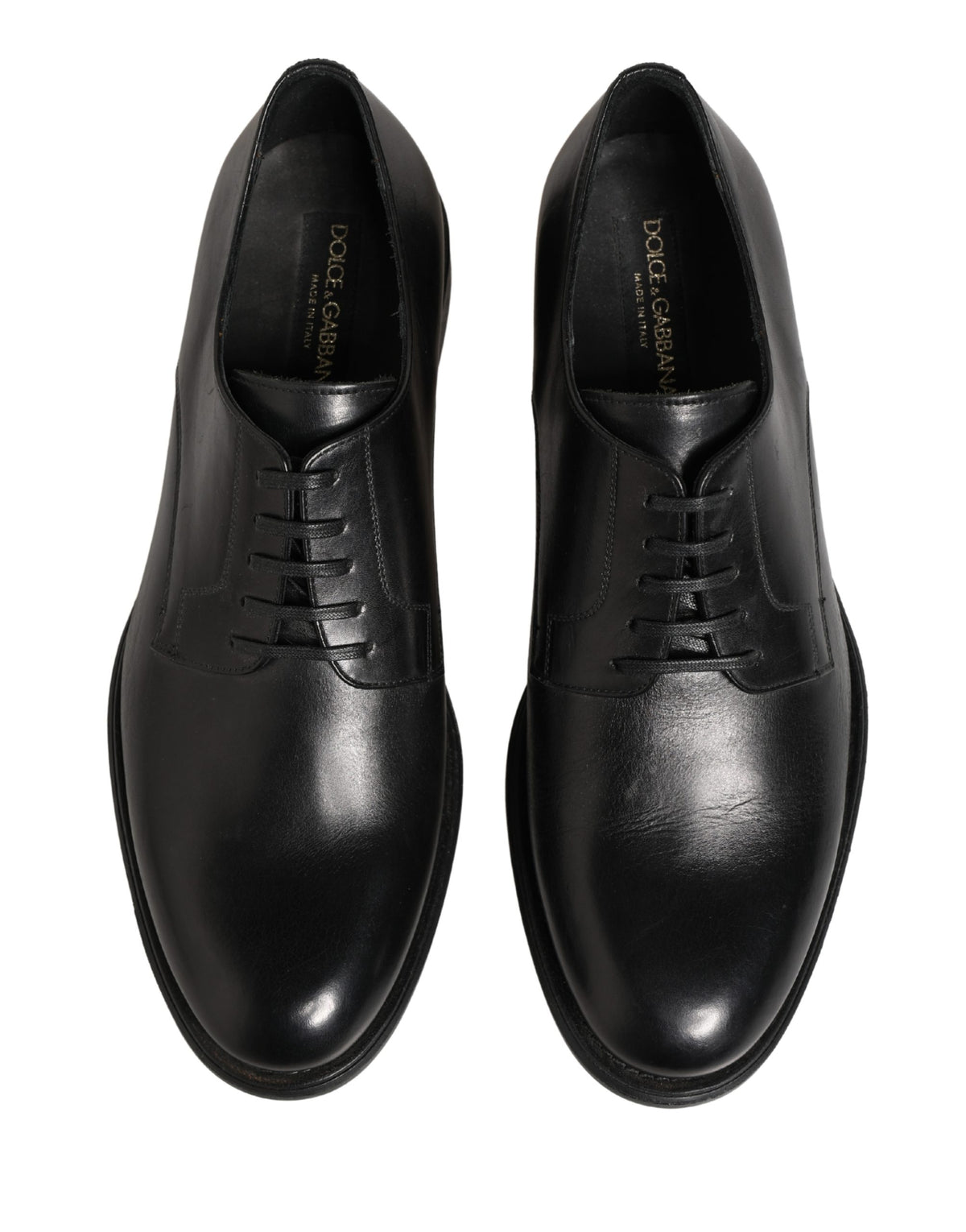 Dolce & Gabbana Black Calfskin Leather Derby Dress Shoes for Men