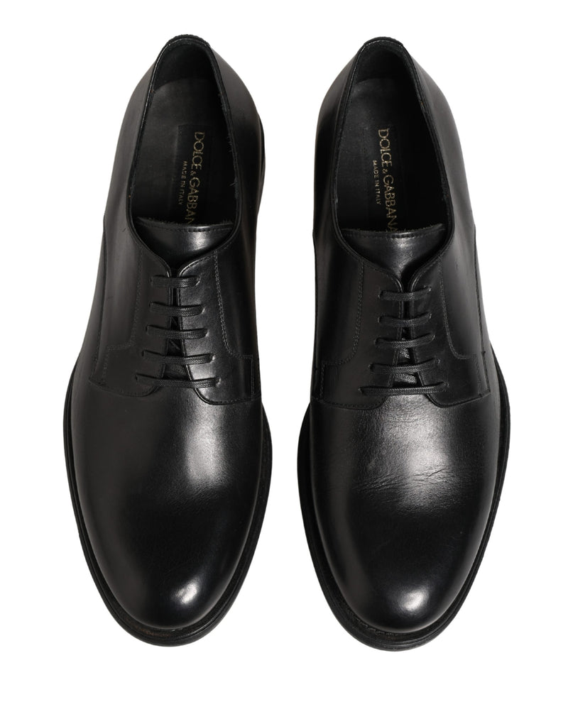 Dolce & Gabbana Black Calfskin Leather Derby Dress Shoes for Men