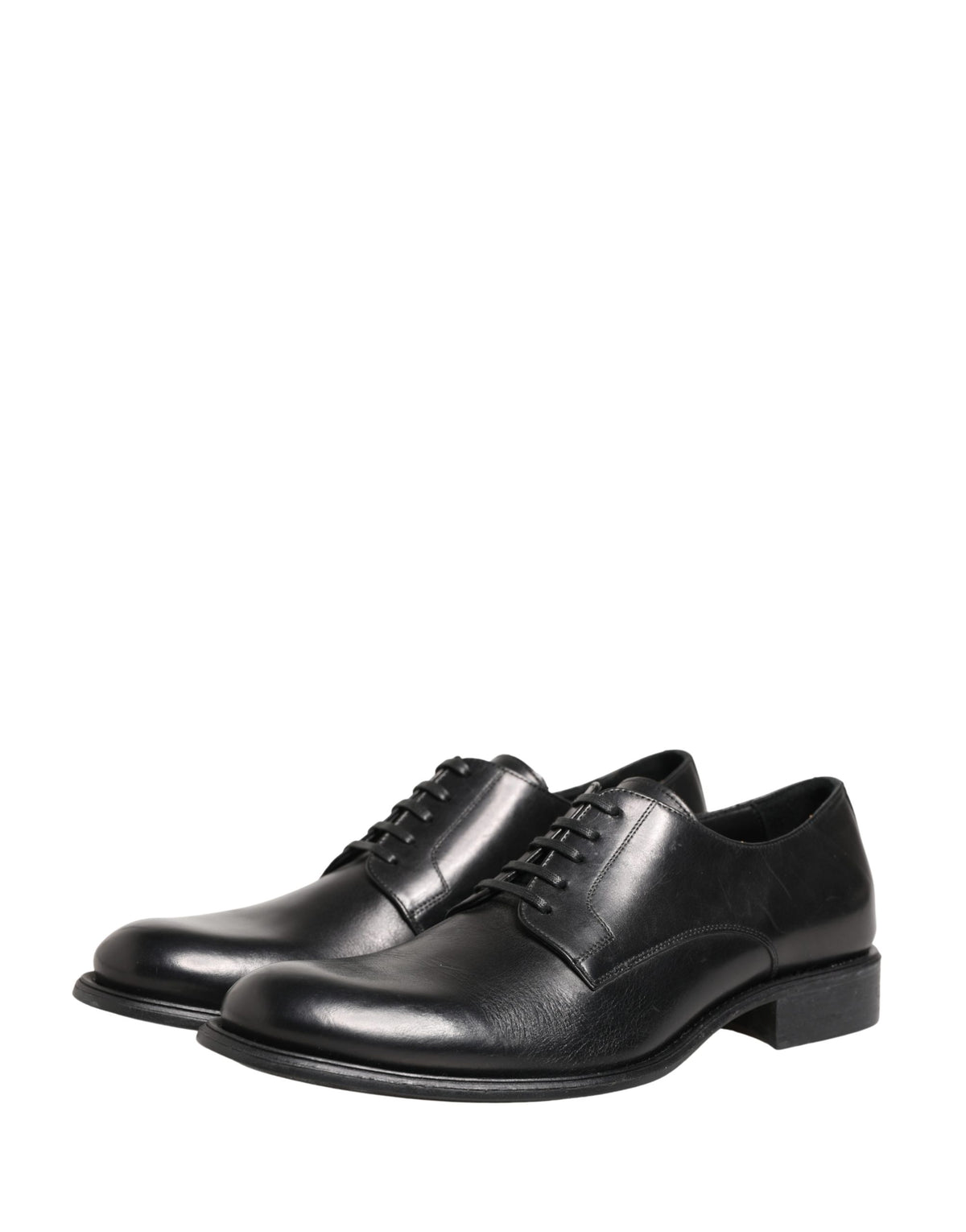 Dolce & Gabbana Black Calfskin Leather Derby Dress Shoes for Men