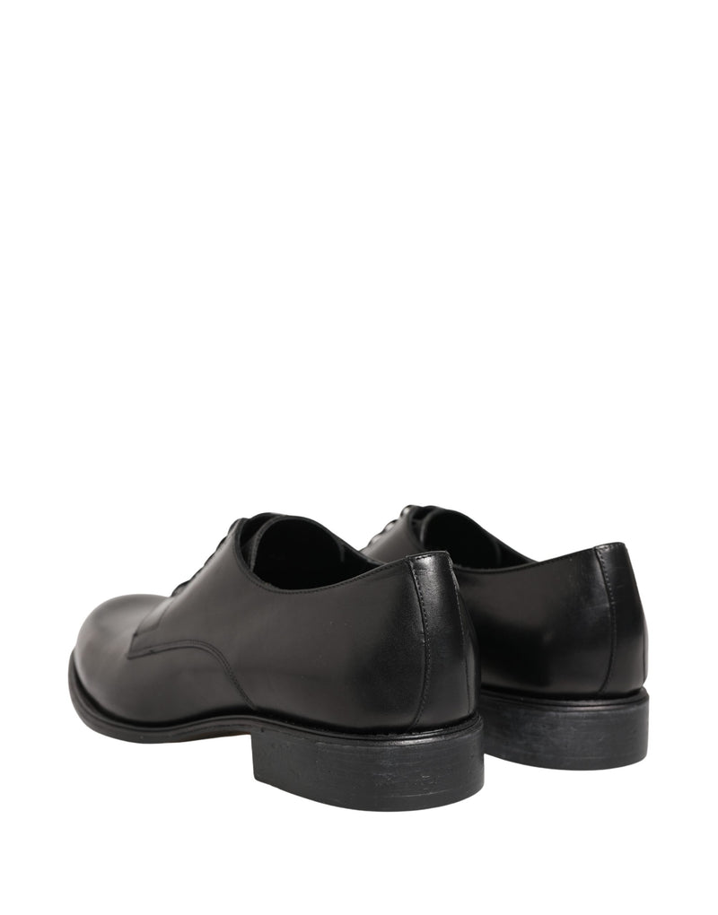 Dolce & Gabbana Black Calfskin Leather Derby Dress Shoes for Men