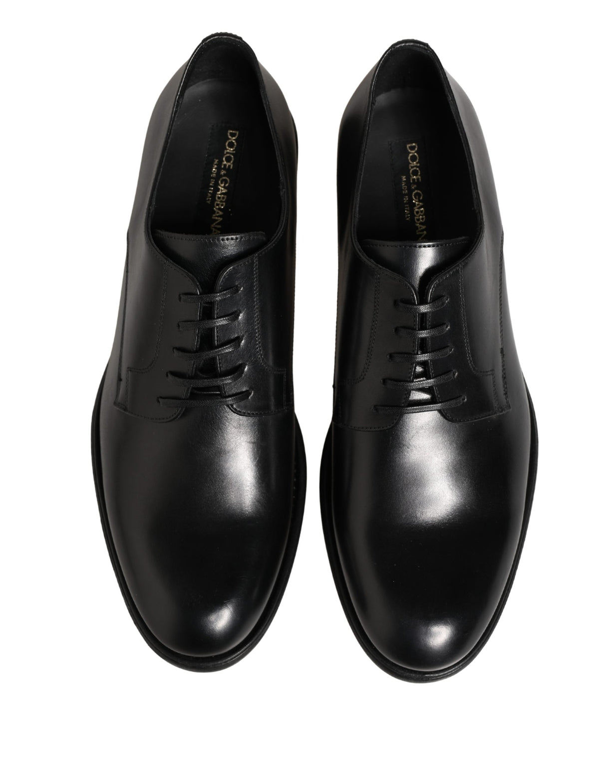 Dolce & Gabbana Black Calfskin Leather Derby Dress Shoes for Men