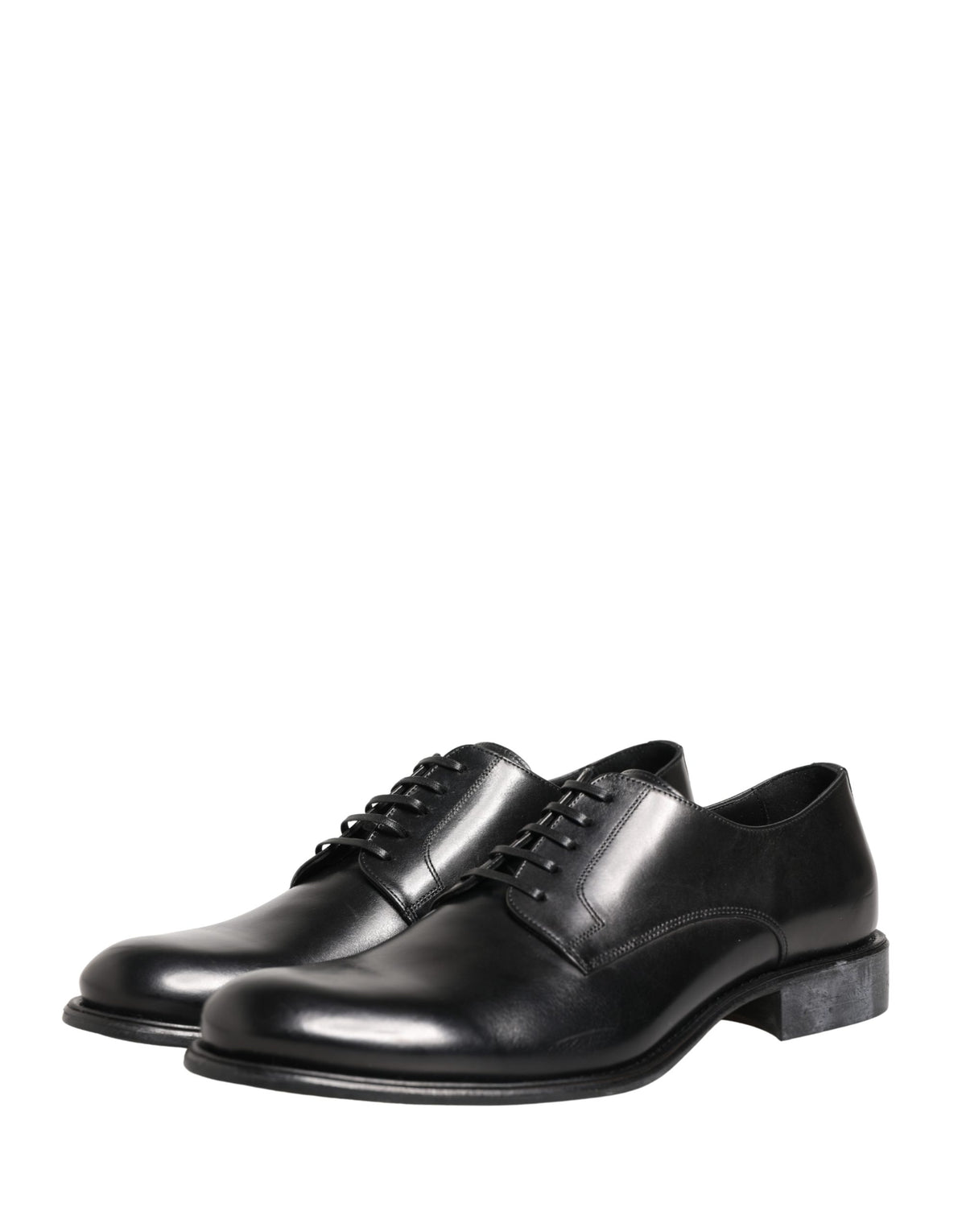 Dolce & Gabbana Black Calfskin Leather Derby Dress Shoes for Men