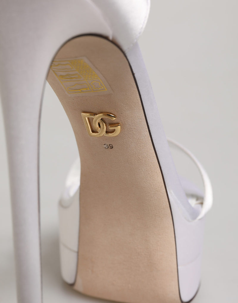 Dolce & Gabbana Keira White Platform Ankle Strap Sandals