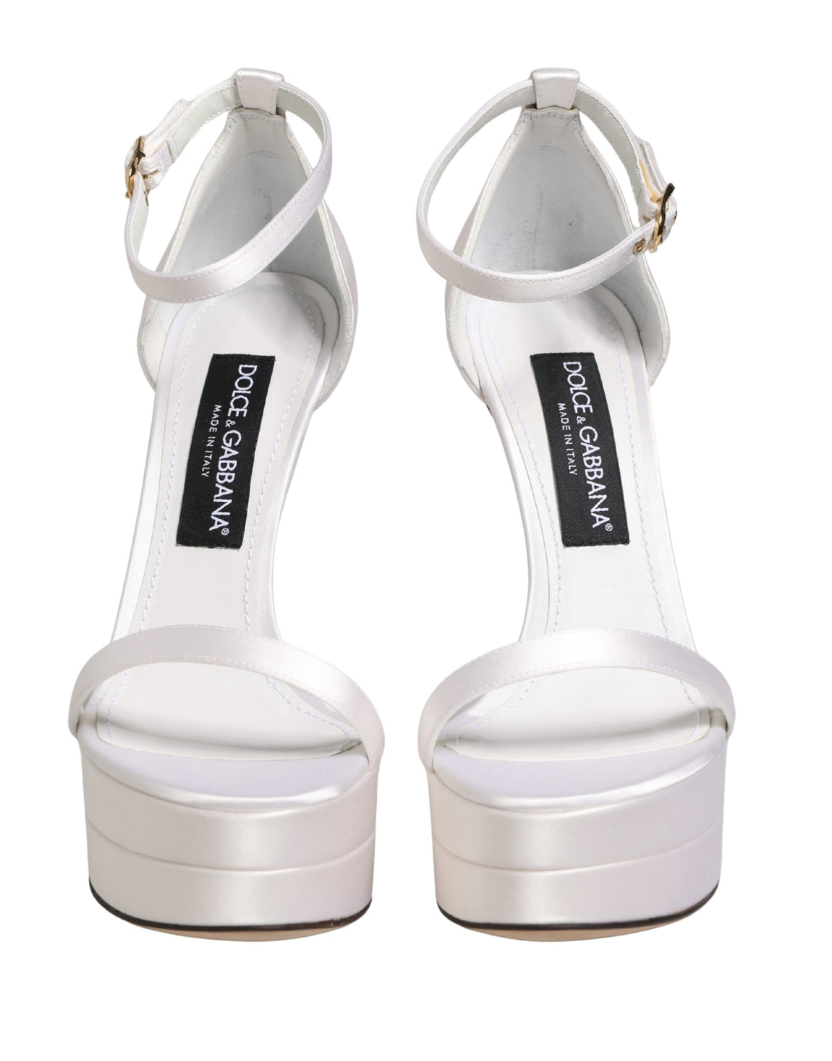 Dolce & Gabbana Keira White Platform Ankle Strap Sandals