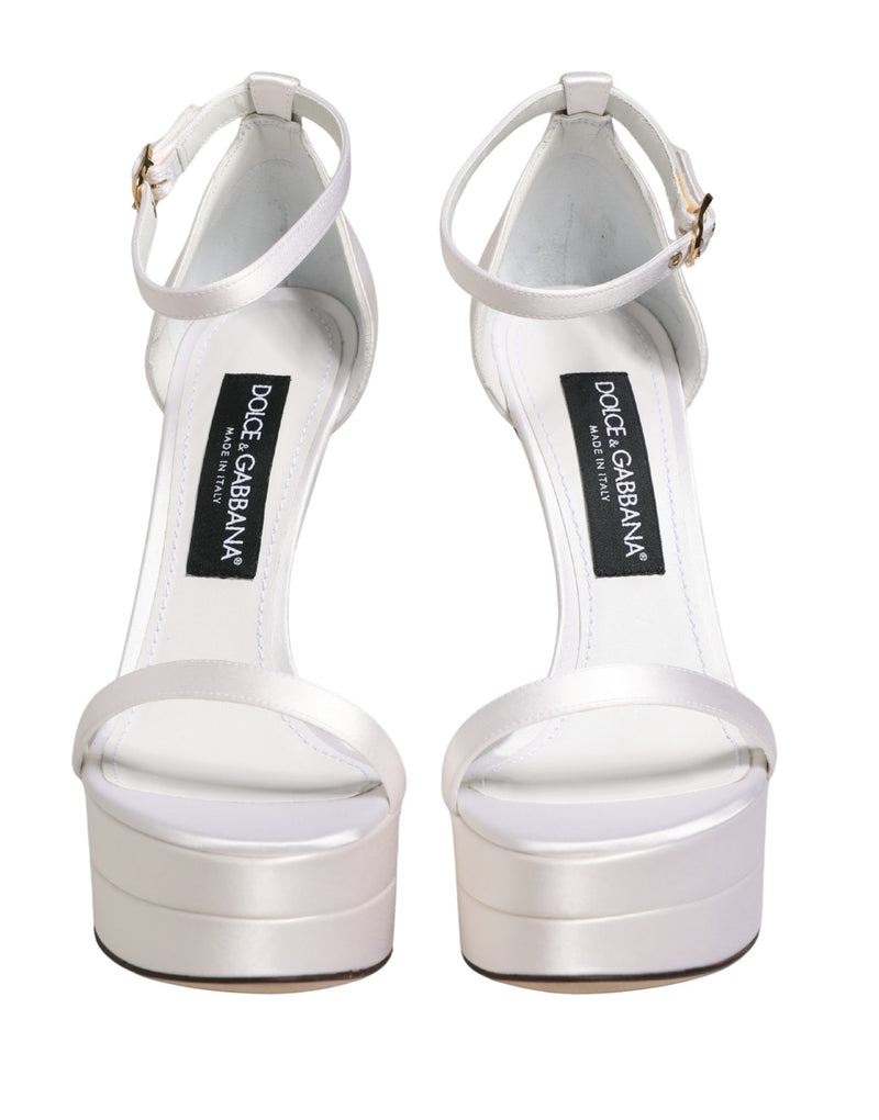 Dolce & Gabbana Keira White Platform Ankle Strap Sandals