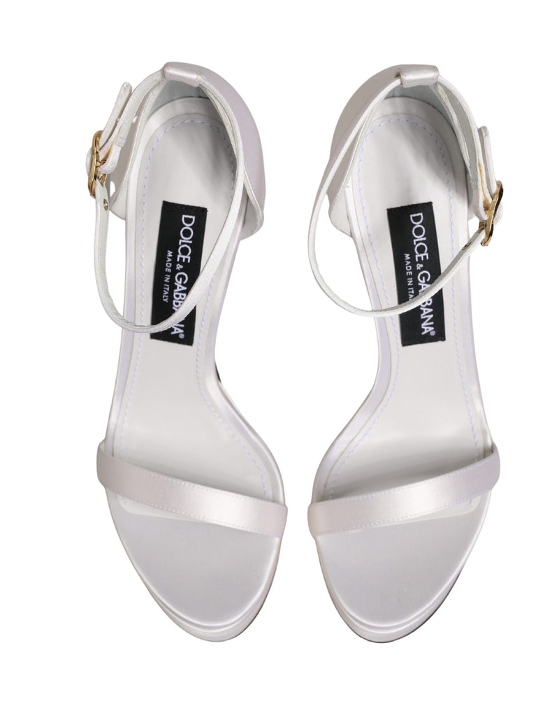 Dolce & Gabbana Keira White Platform Ankle Strap Sandals