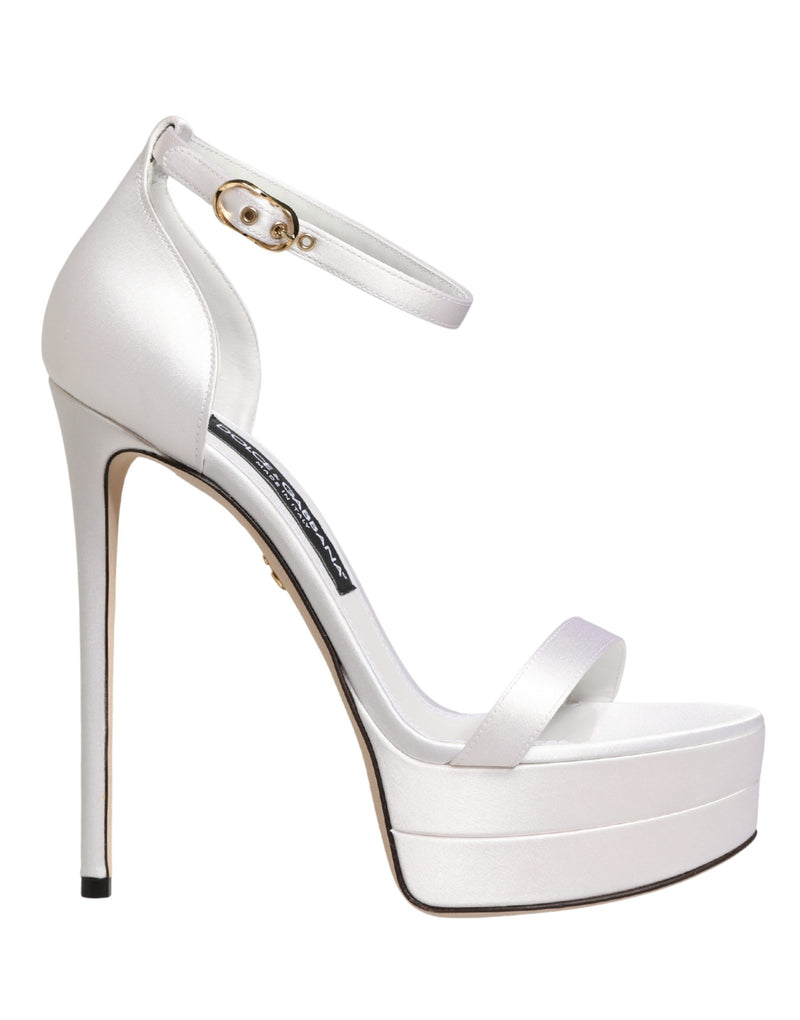 Dolce & Gabbana Keira White Platform Ankle Strap Sandals