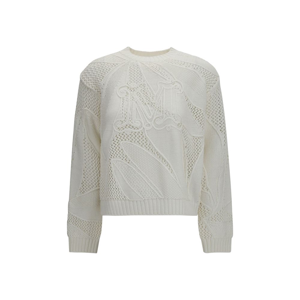 Max Mara White Cotton Sweatshirt - Elegant and Breathable