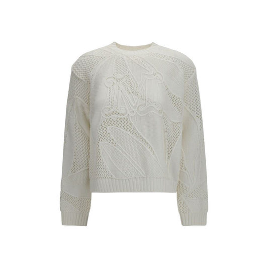Max Mara White Cotton Sweatshirt - Elegant and Breathable