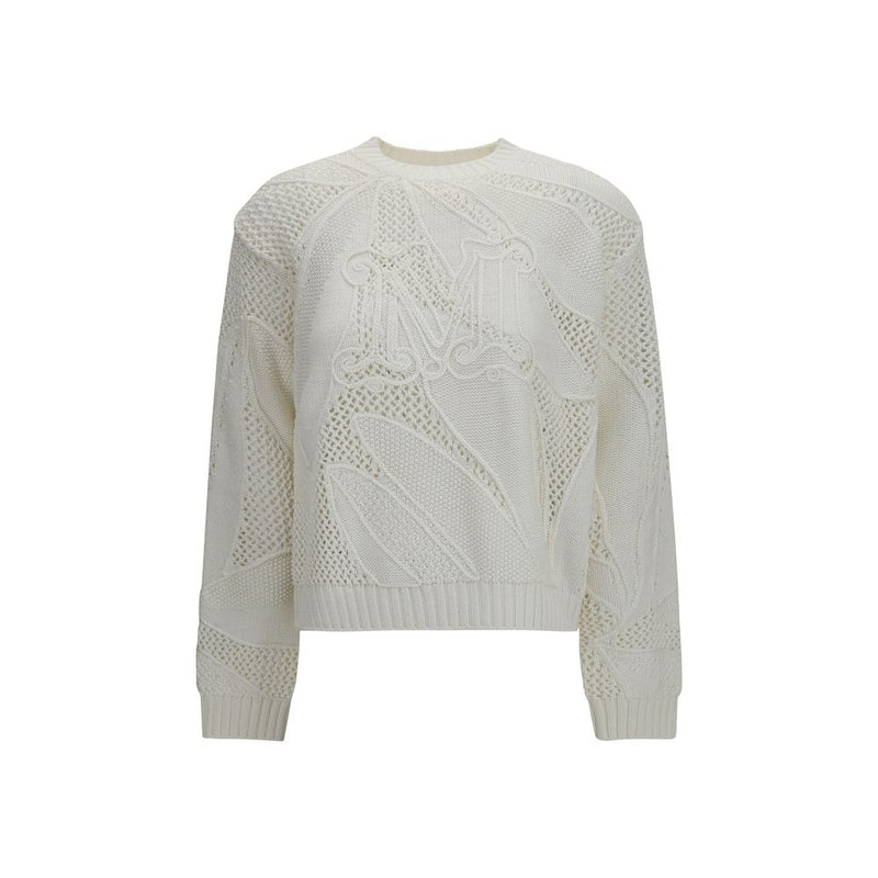 Max Mara White Cotton Sweatshirt - Elegant and Breathable