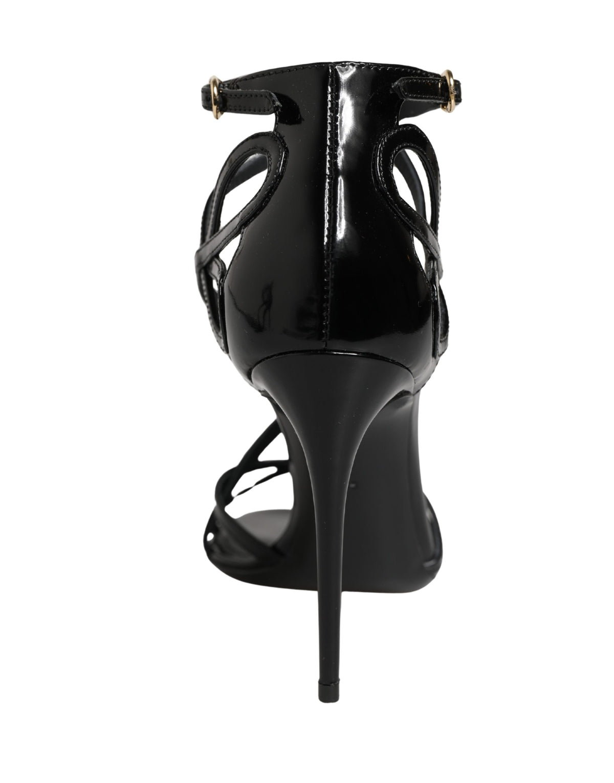 Dolce & Gabbana Black Leather Stiletto Heel Sandals