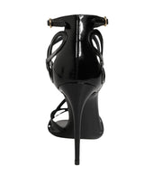 Dolce & Gabbana Black Leather Stiletto Heel Sandals