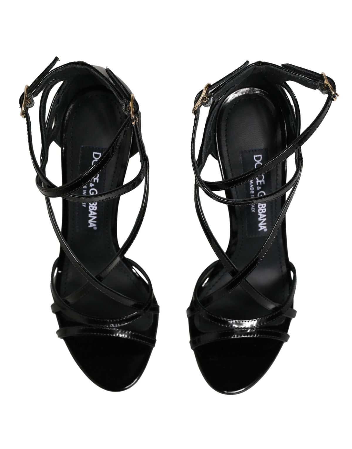 Dolce & Gabbana Black Leather Stiletto Heel Sandals