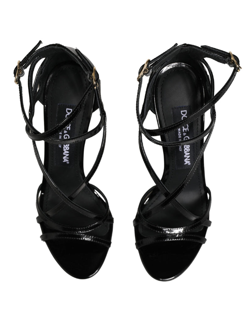Dolce & Gabbana Black Leather Stiletto Heel Sandals
