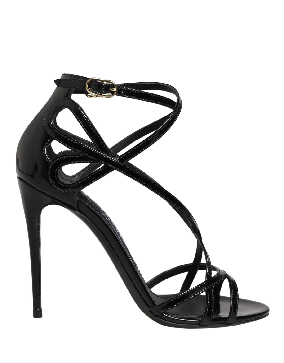 Dolce & Gabbana Black Leather Stiletto Heel Sandals