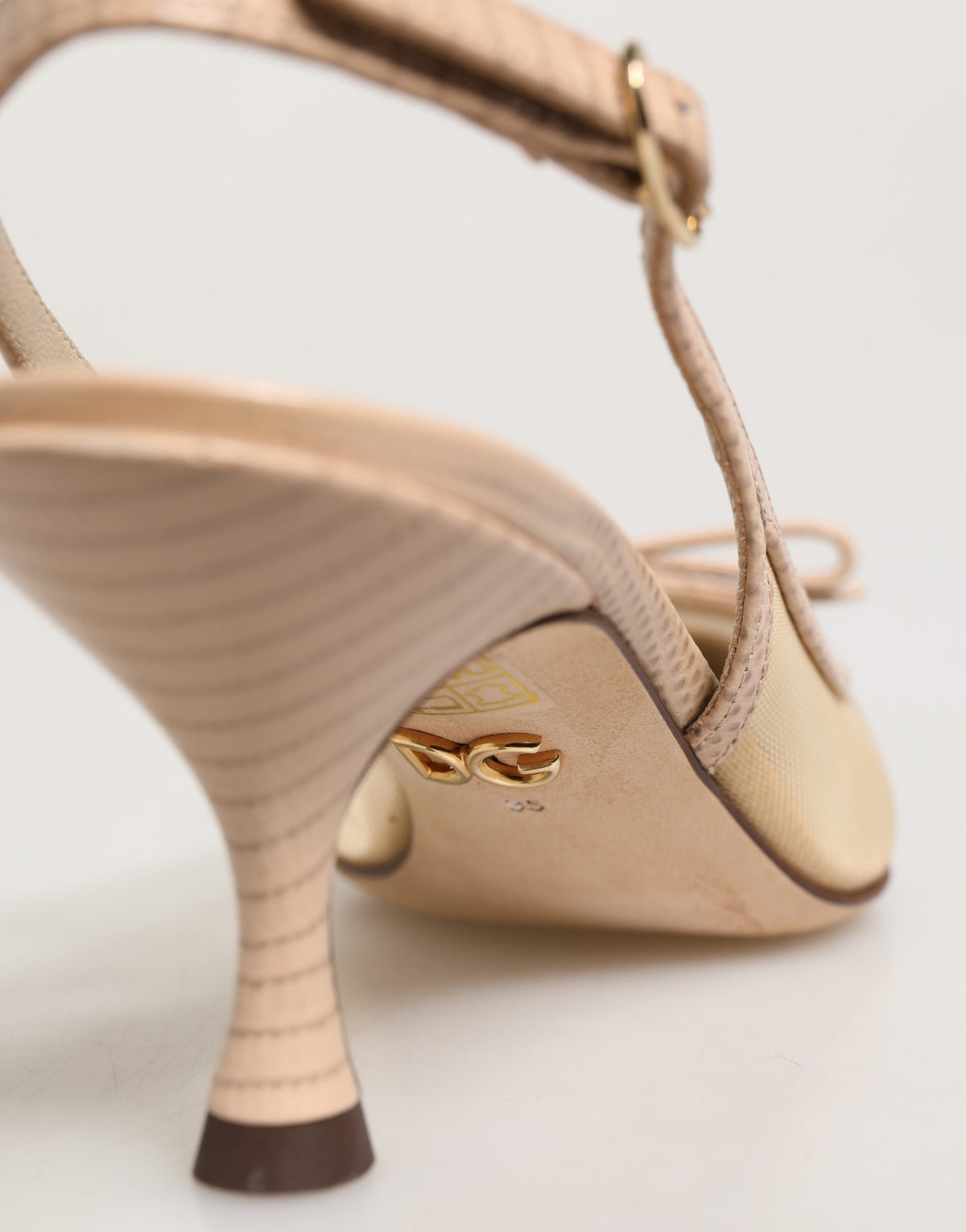 Dolce & Gabbana Beige Lori Mesh Leather Slingback Sandals