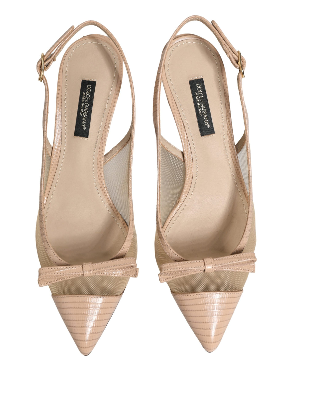 Dolce & Gabbana Beige Lori Mesh Leather Slingback Sandals