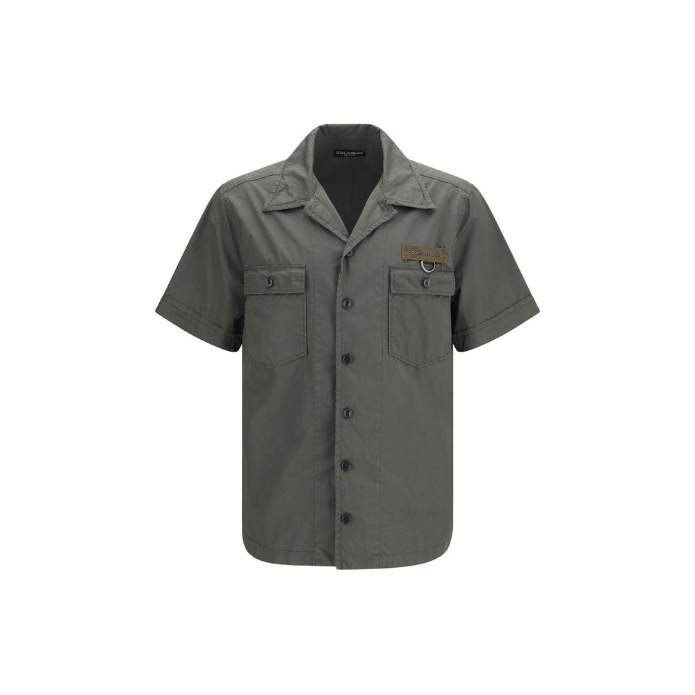 Dolce & Gabbana Gray Cotton Shortsleeve Shirt for Men
