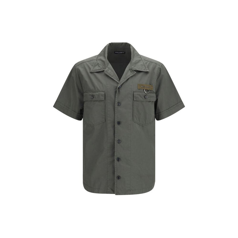Dolce & Gabbana Gray Cotton Shortsleeve Shirt for Men