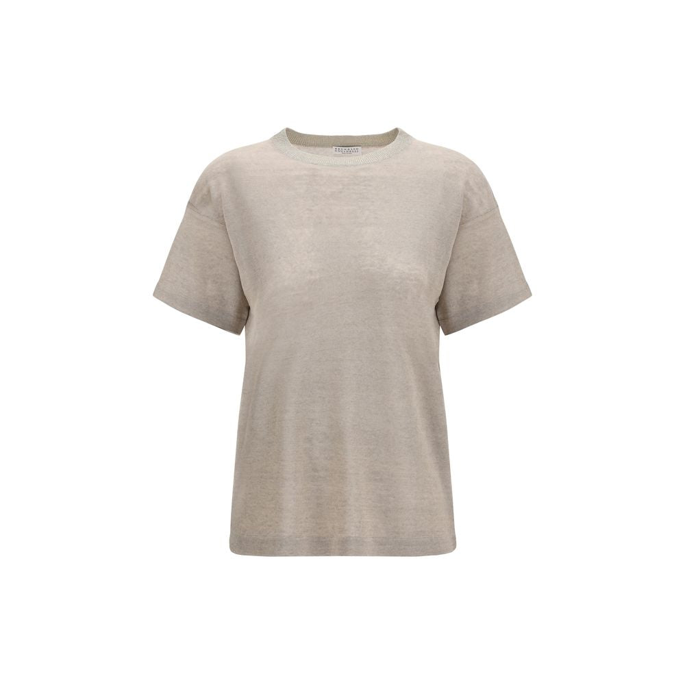 Brunello Cucinelli Beige Linen T-Shirt - SS26 Collection