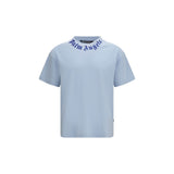 Palm Angels Blue Cotton T-Shirt - Neck Logo