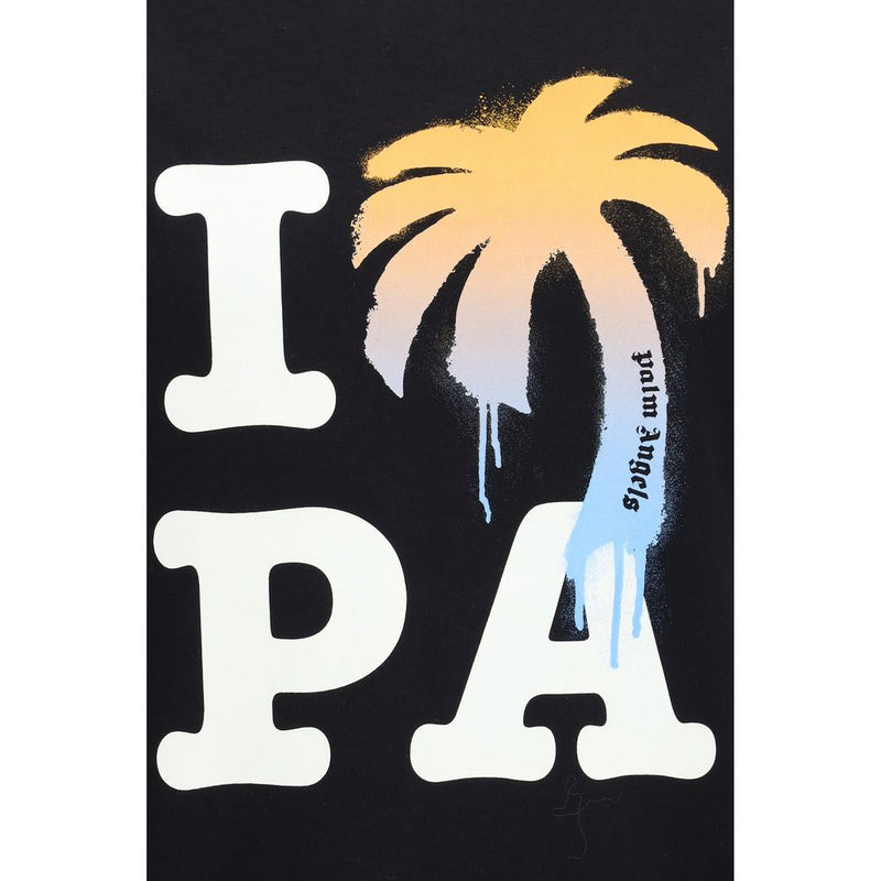 Palm Angels I Love PA Black Cotton T-Shirt