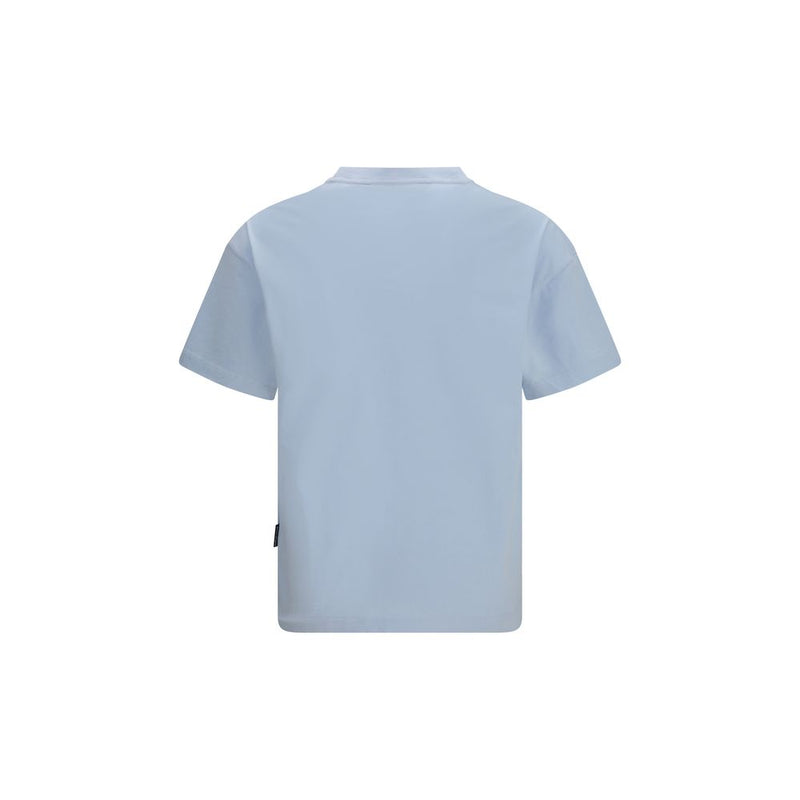 Palm Angels Neck Logo Blue Cotton T-Shirt for Men