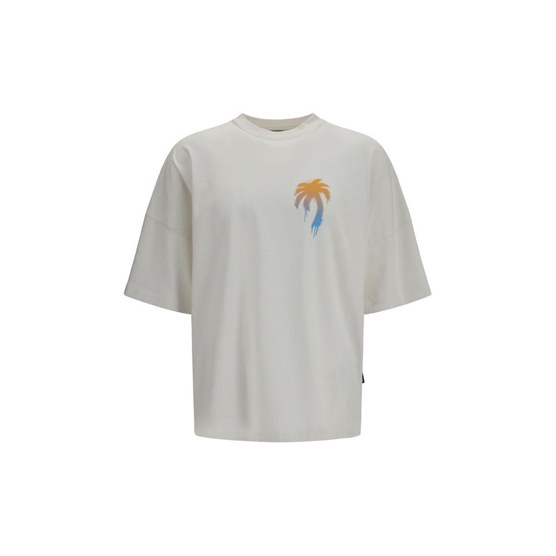 Palm Angels White Cotton T-Shirt - I Love PA Over T-shirt