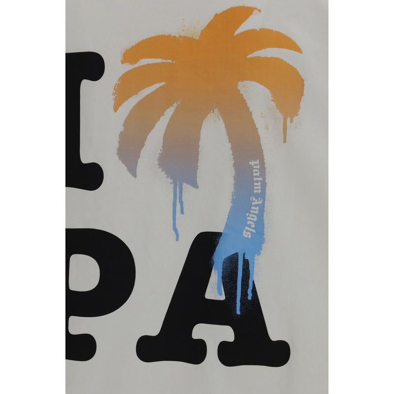 Palm Angels White Cotton T-Shirt - I Love PA Over T-shirt