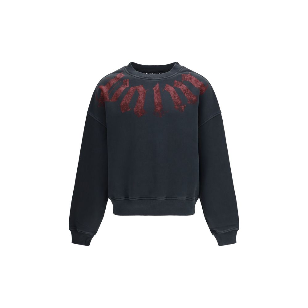 Palm Angels Black Cotton Sweatshirt with Big Neck Logo