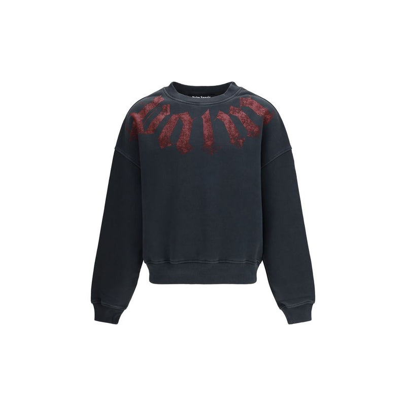 Palm Angels Black Cotton Sweatshirt with Big Neck Logo