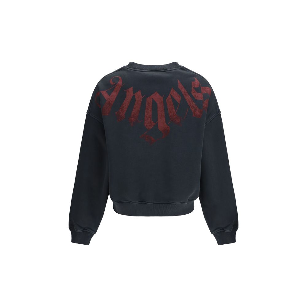 Palm Angels Black Cotton Sweatshirt with Big Neck Logo
