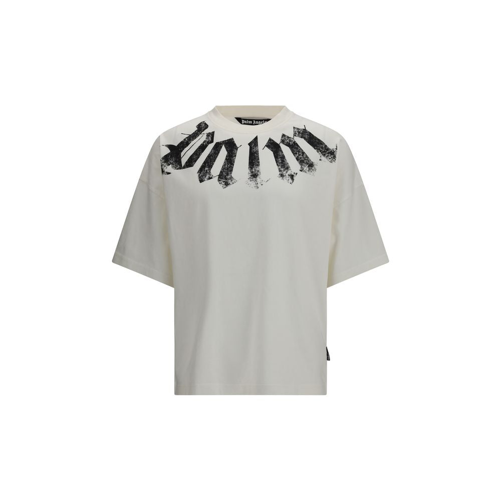 Palm Angels Big Neck Logo White Cotton T-Shirt