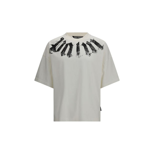 Palm Angels Big Neck Logo White Cotton T-Shirt