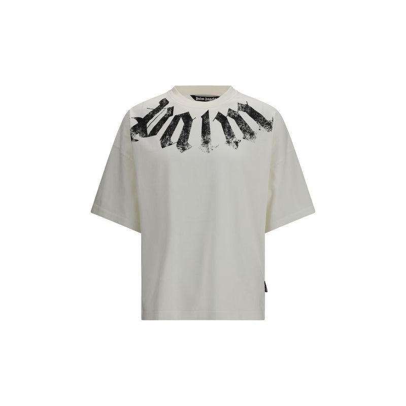 Palm Angels Big Neck Logo White Cotton T-Shirt