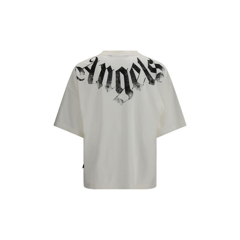 Palm Angels Big Neck Logo White Cotton T-Shirt