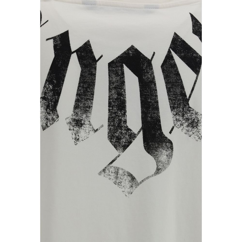 Palm Angels Big Neck Logo White Cotton T-Shirt