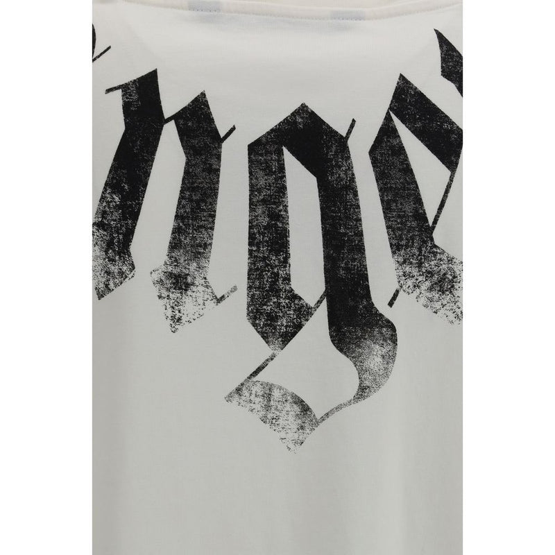 Palm Angels Big Neck Logo White Cotton T-Shirt