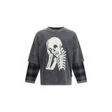 Palm Angels Black Cotton Skull Long-Sleeved Shirt