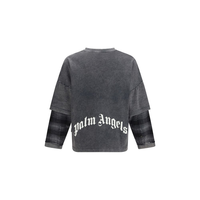 Palm Angels Black Cotton Skull Long-Sleeved Shirt