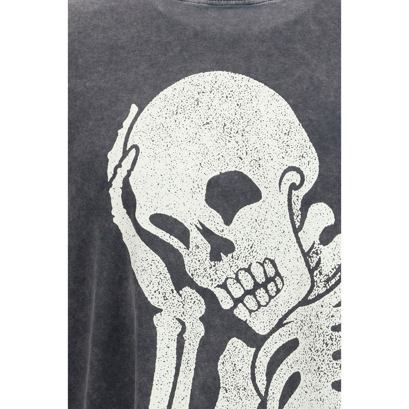 Palm Angels Black Cotton Skull Long-Sleeved Shirt