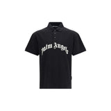 Palm Angels Black Cotton Polo Shirt - Curved Logo Design